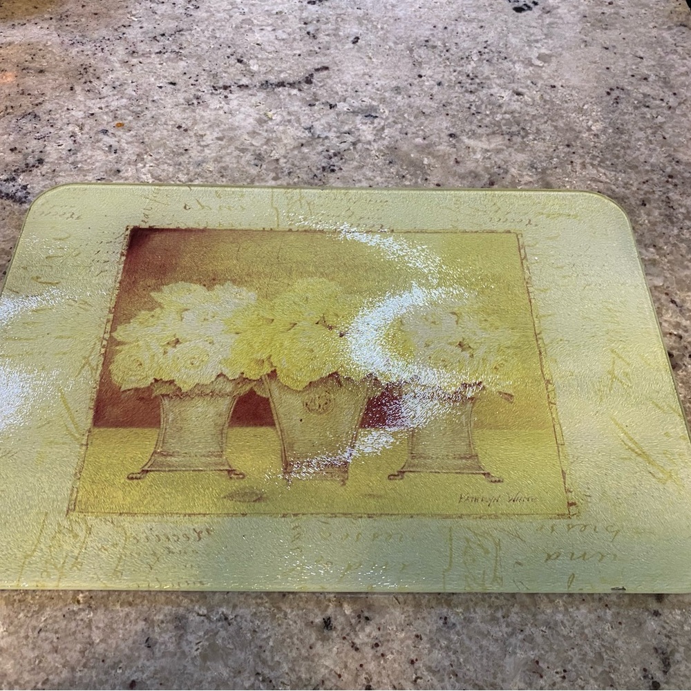 Floral Decorative Glass Cutting‎ Board 18 x 12”